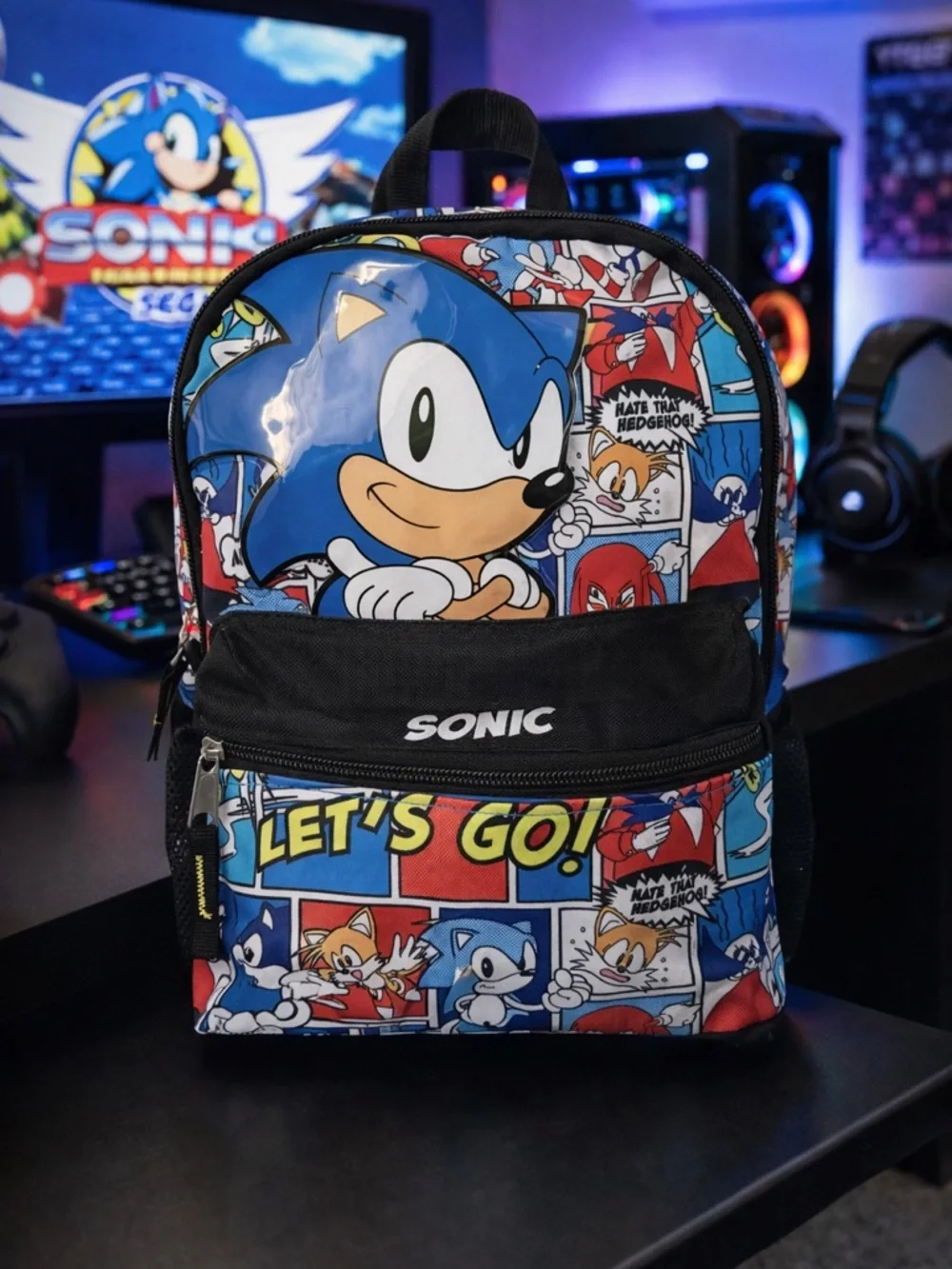 Sonic The Hedgehog Comic Print Mini Backpack | Kids Travel School Bag